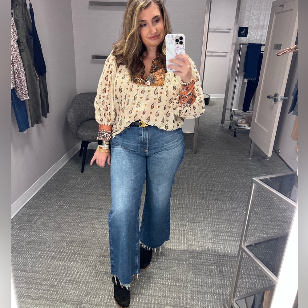 Farm rio ainika floral print popover blouse